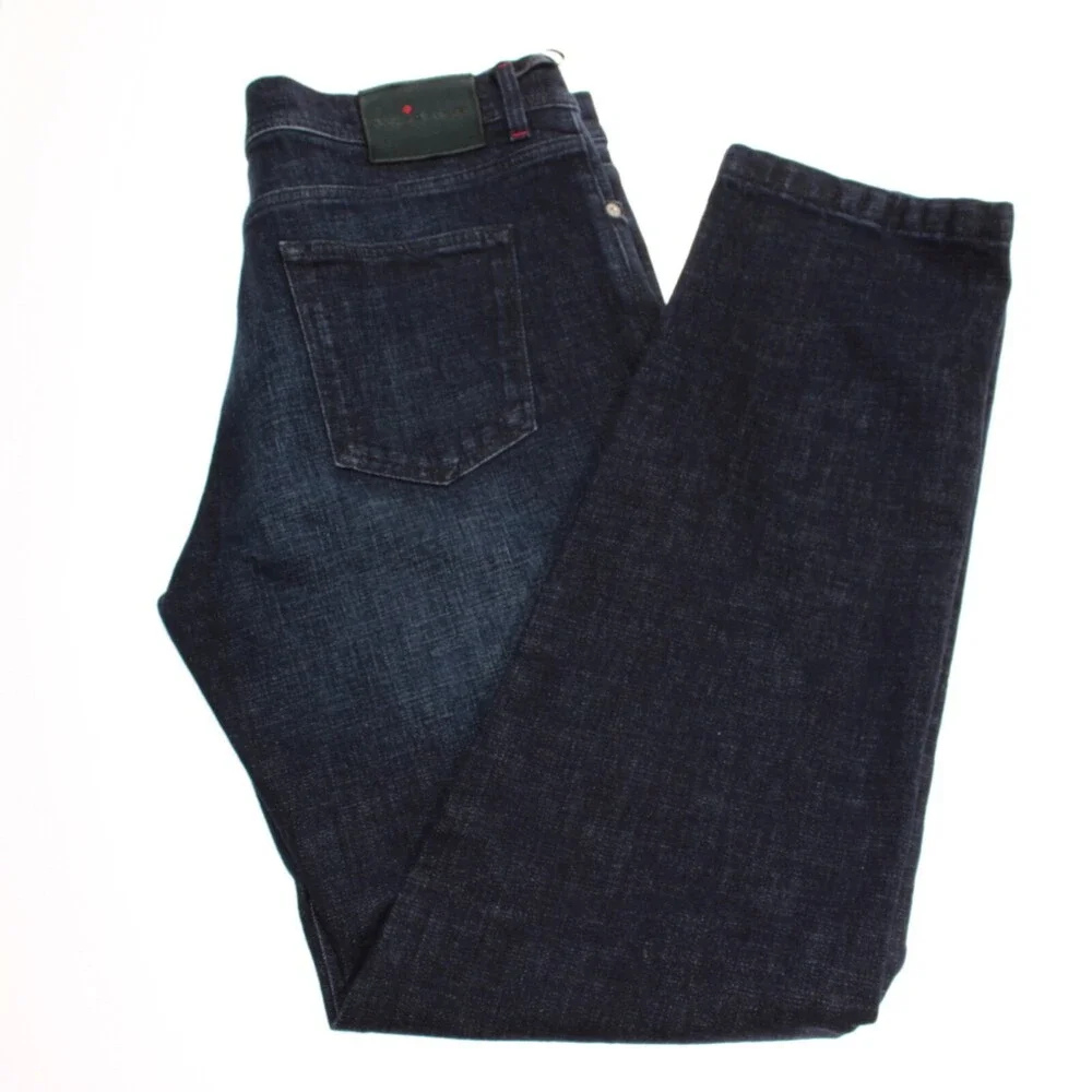Kiton NWT Jeans Size 40 US Slim In Solid Dark Blue Cotton Blend Denim